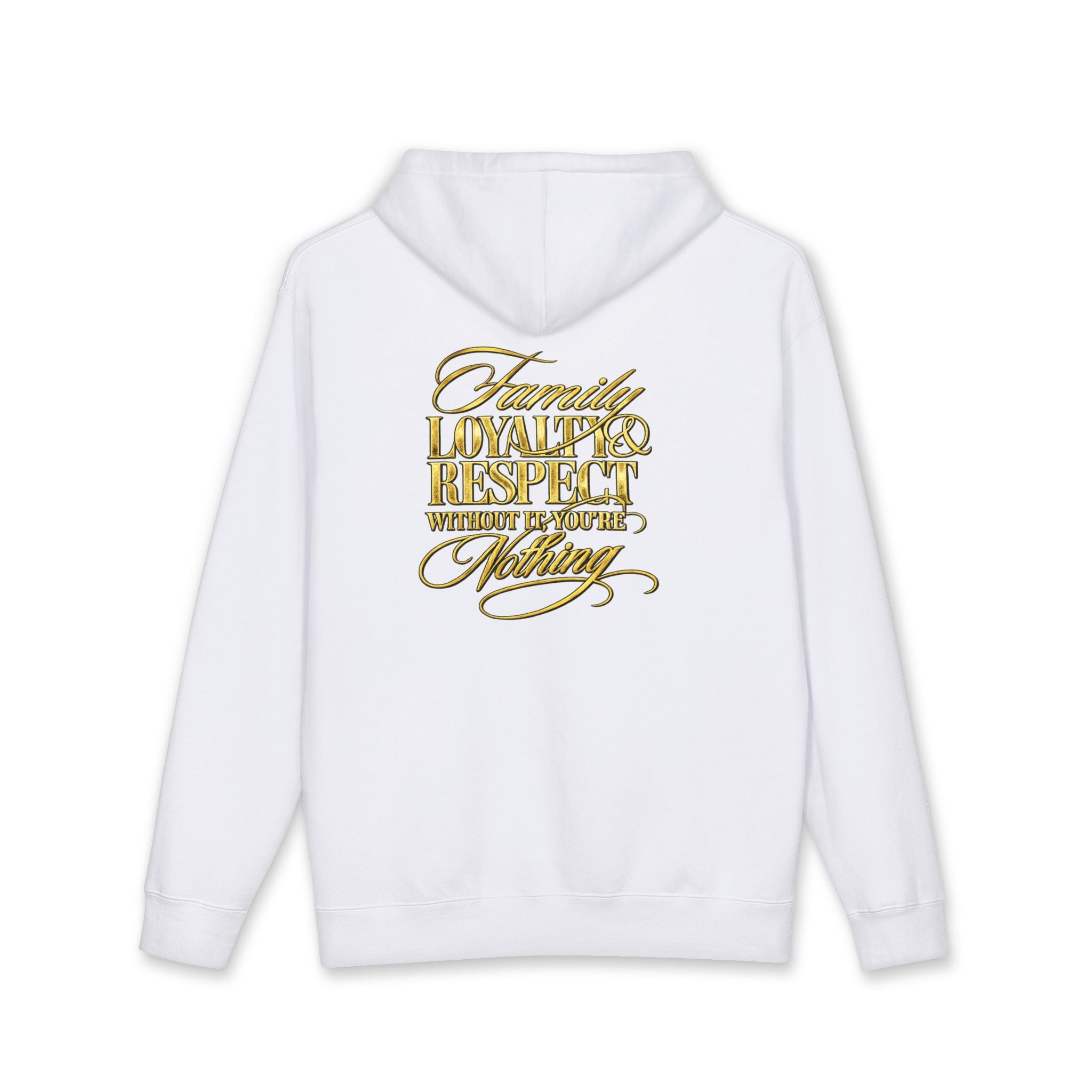 King Crown Hoodie — Gold KN Logo & 'Family, Loyalty & Respect' Script Pullover