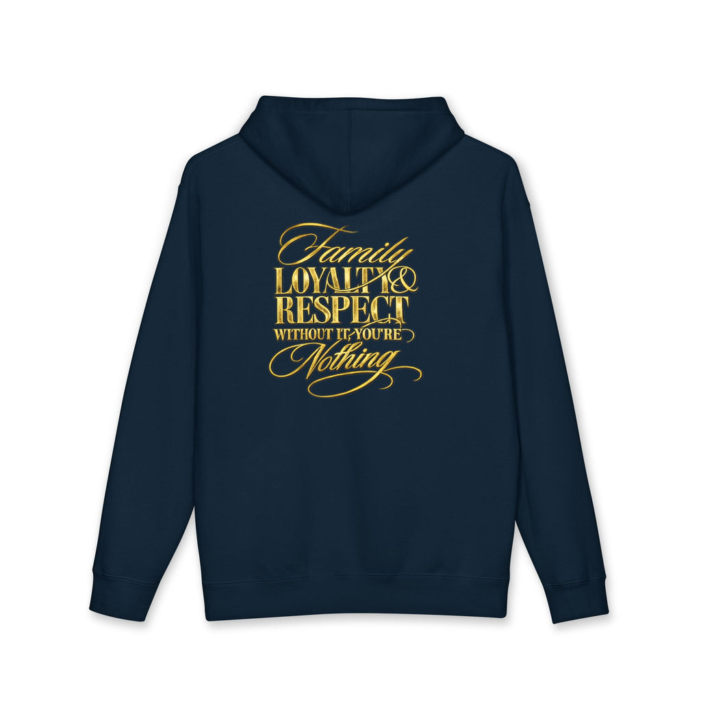 King Crown Hoodie — Gold KN Logo & 'Family, Loyalty & Respect' Script Pullover
