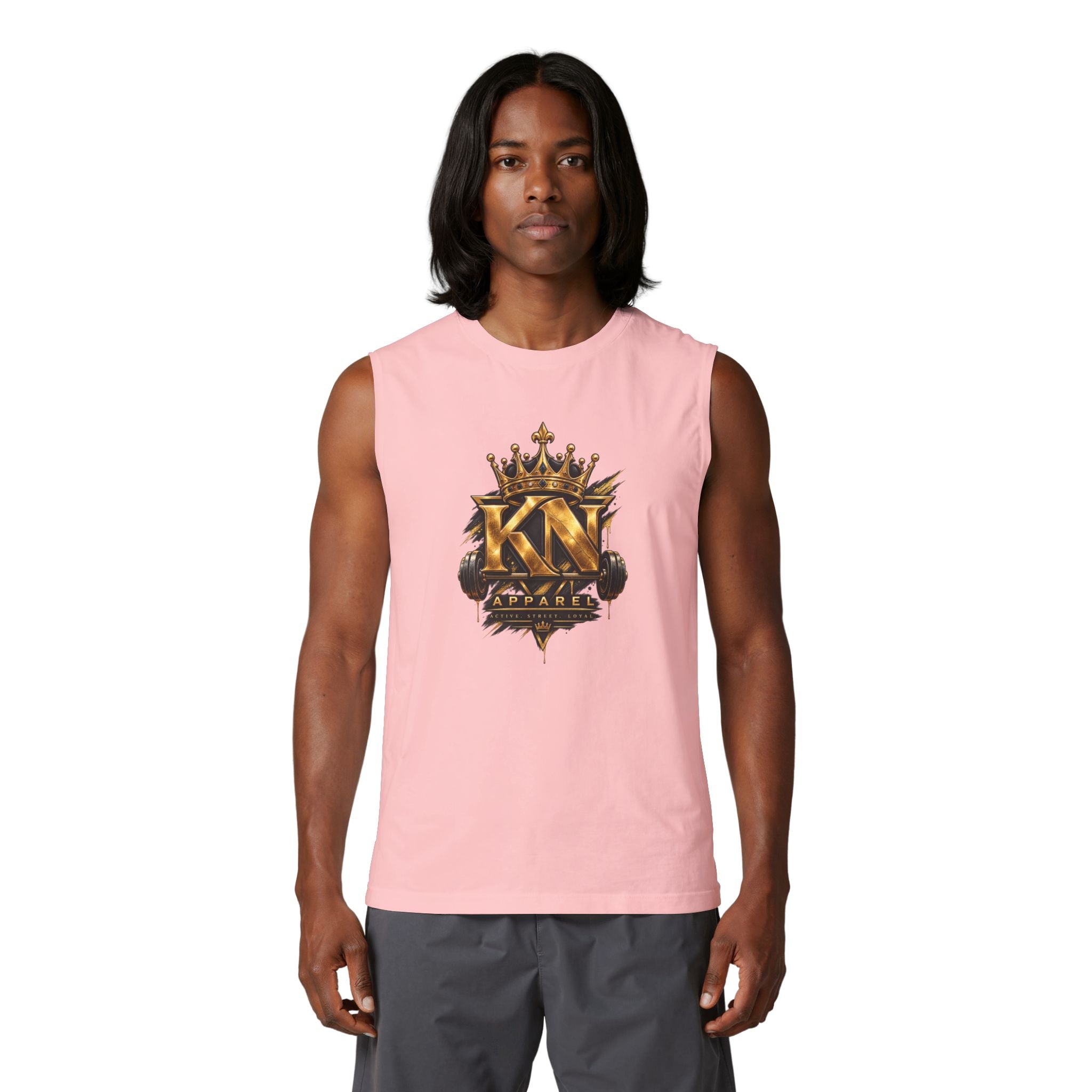 Muscle Tank — KN Apparel Gold Crown Logo & “Forged by Pressure” Motivational Gym Tank