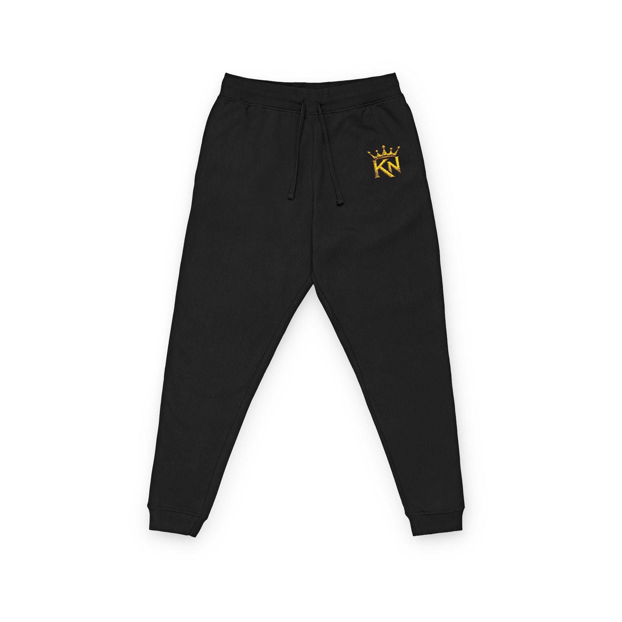 Embroidered Crown Logo Joggers — Black Fleece Sweatpants