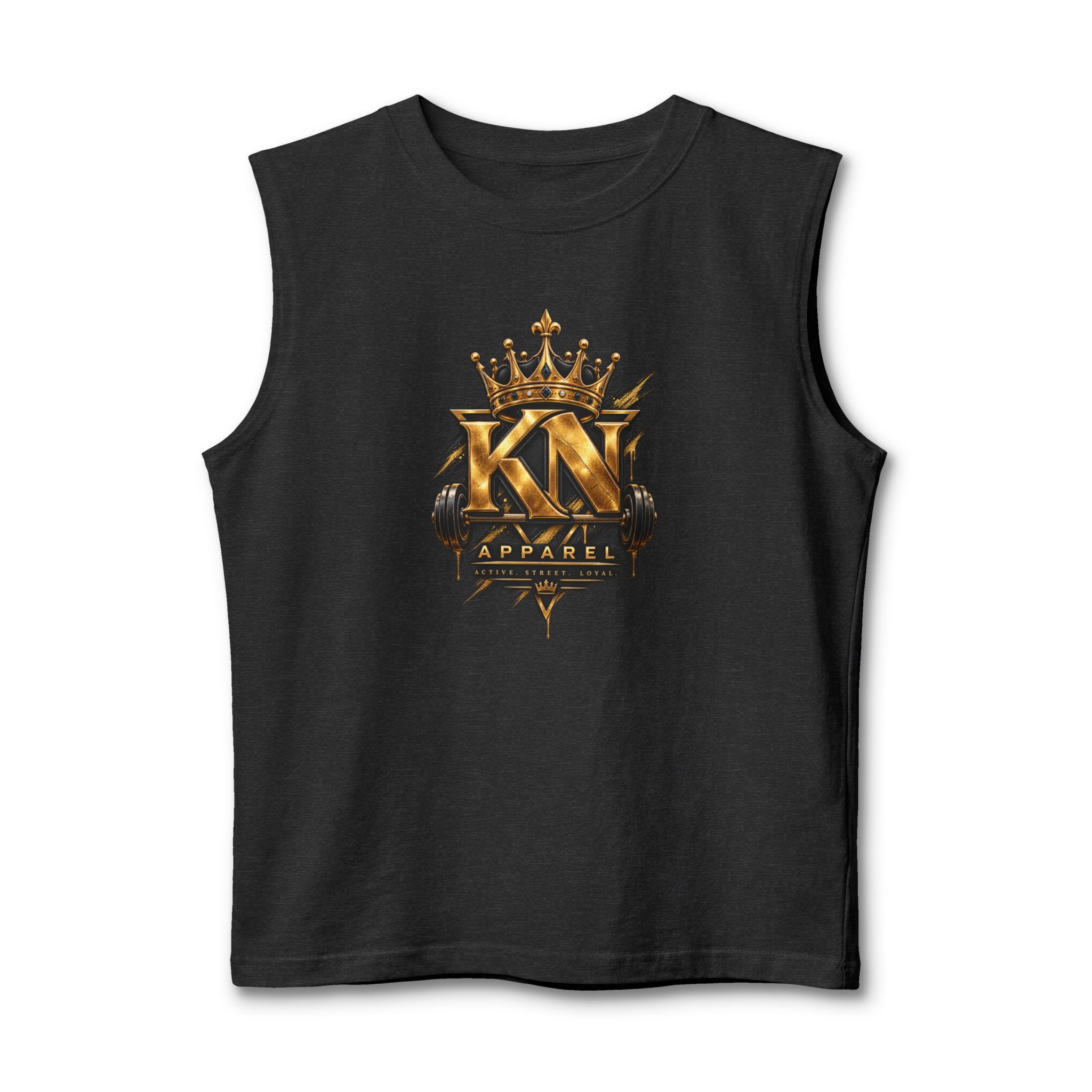 Muscle Tank — KN Apparel Gold Crown Logo & “Forged by Pressure” Motivational Gym Tank