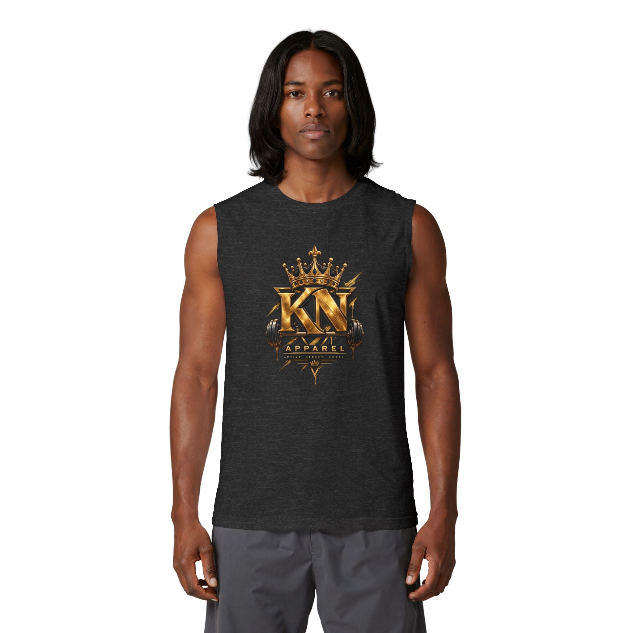 Muscle Tank — KN Apparel Gold Crown Logo & “Forged by Pressure” Motivational Gym Tank