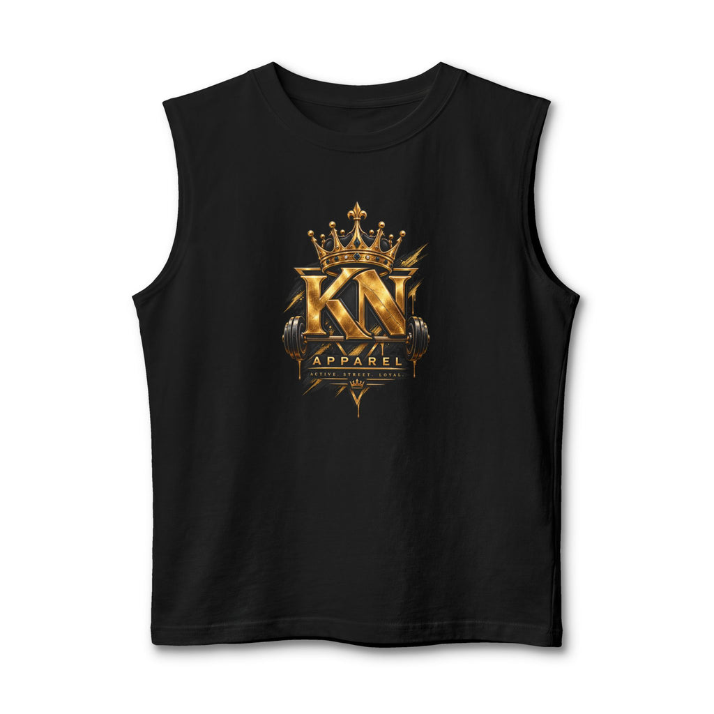 Muscle Tank — KN Apparel Gold Crown Logo & “Forged by Pressure” Motivational Gym Tank