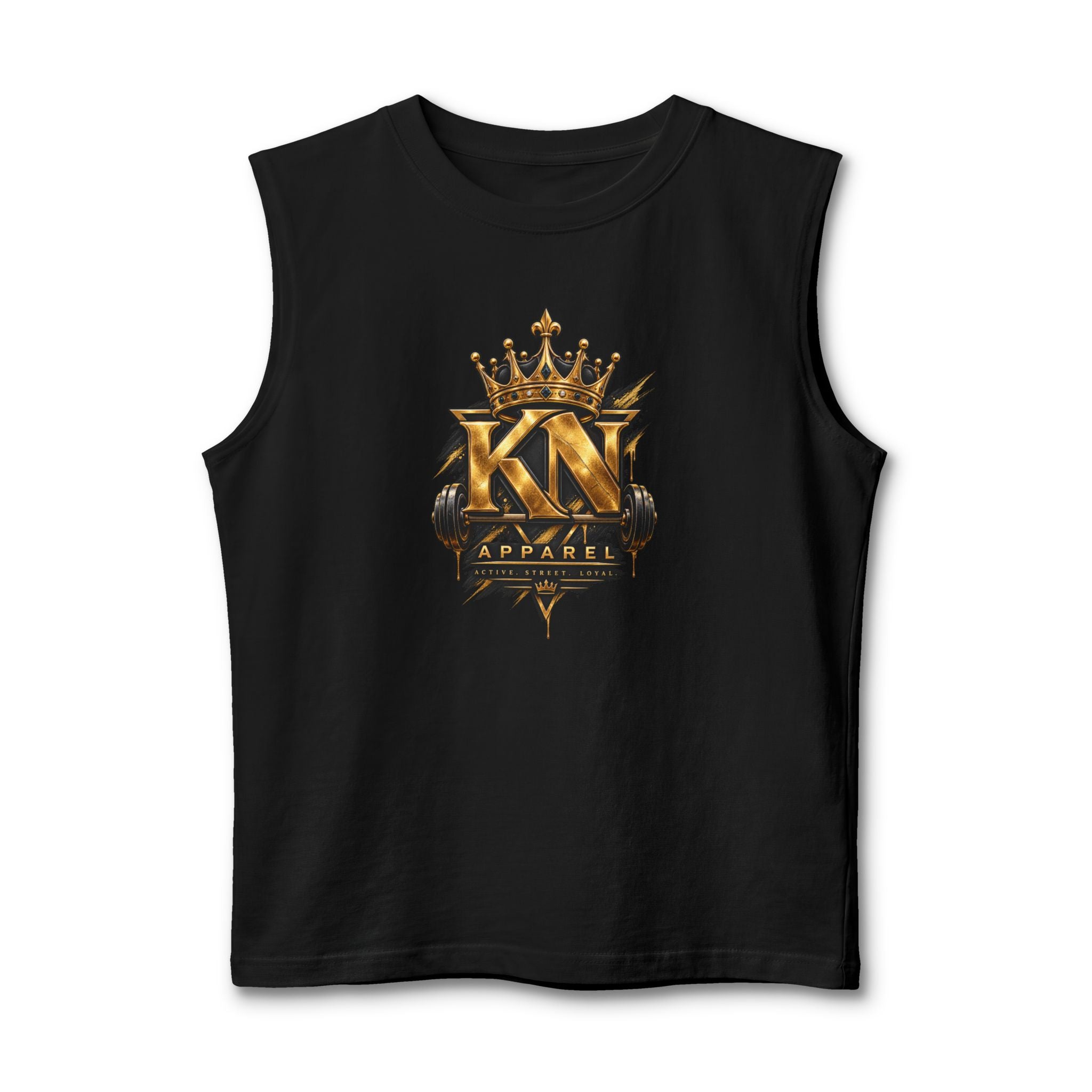 Muscle Tank — KN Apparel Gold Crown Logo & “Forged by Pressure” Motivational Gym Tank