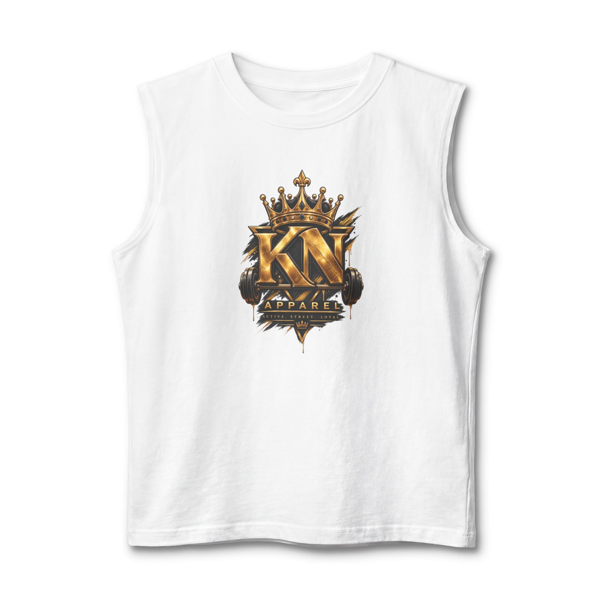 Muscle Tank — KN Apparel Gold Crown Logo & “Forged by Pressure” Motivational Gym Tank