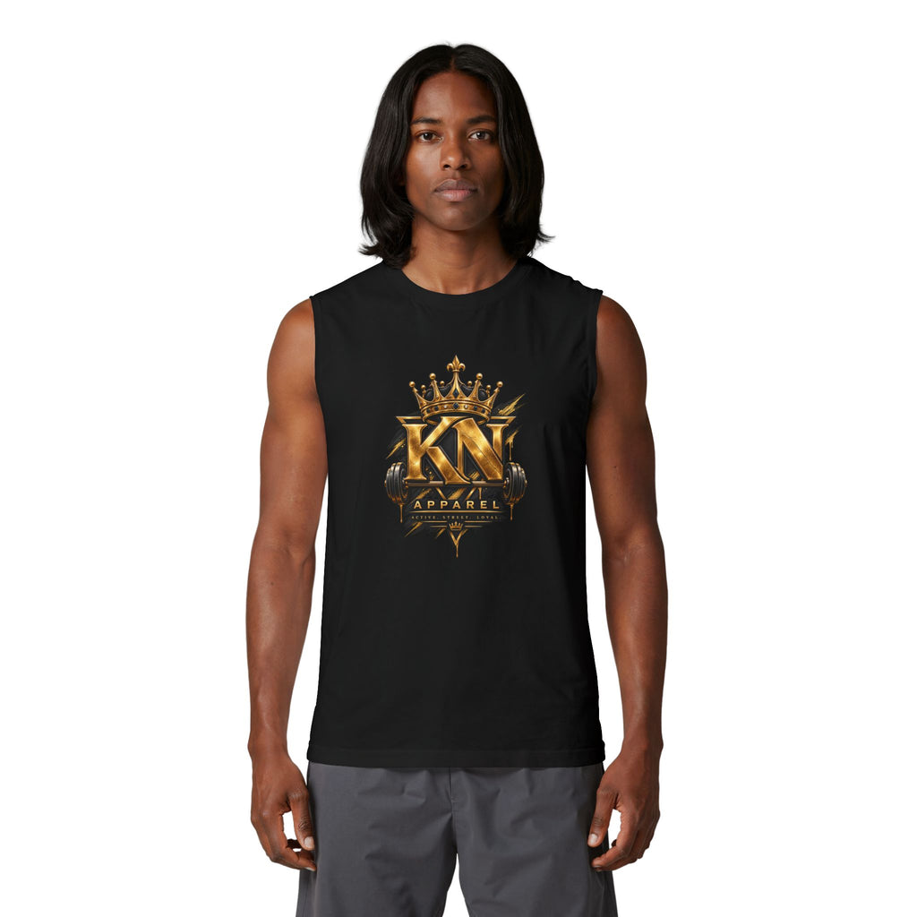 Muscle Tank — KN Apparel Gold Crown Logo & “Forged by Pressure” Motivational Gym Tank
